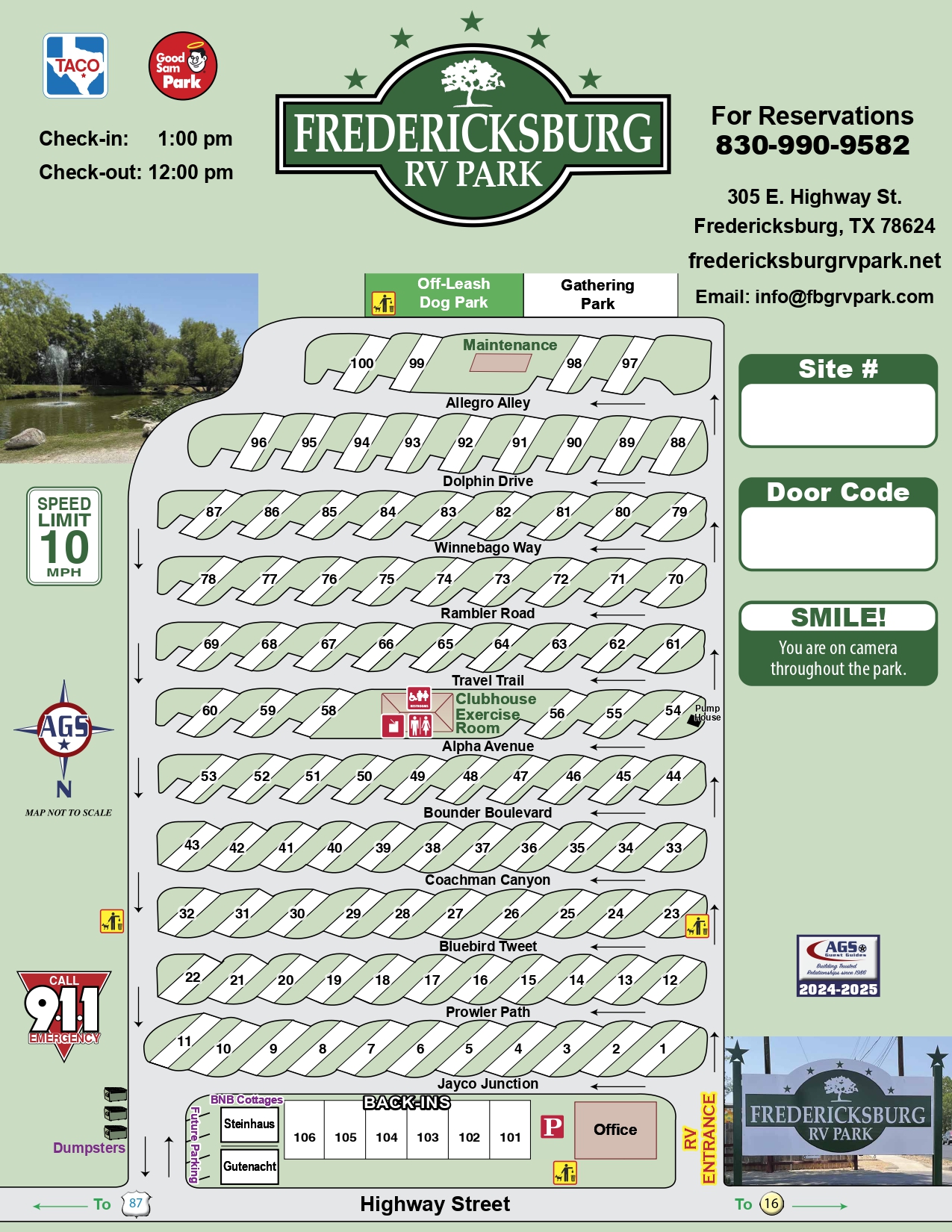 Fredericksburg RV Park Map